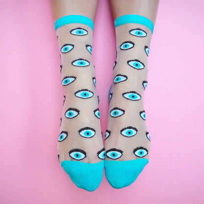 Eye Sheer Socks - Blue