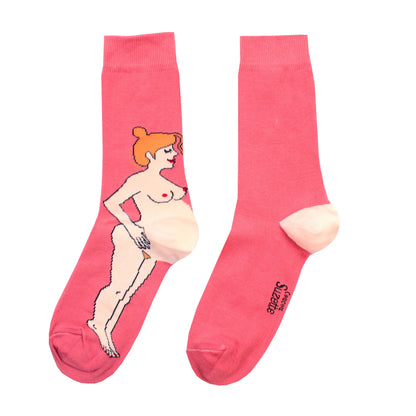 Pregnant Woman Socks - Redhead