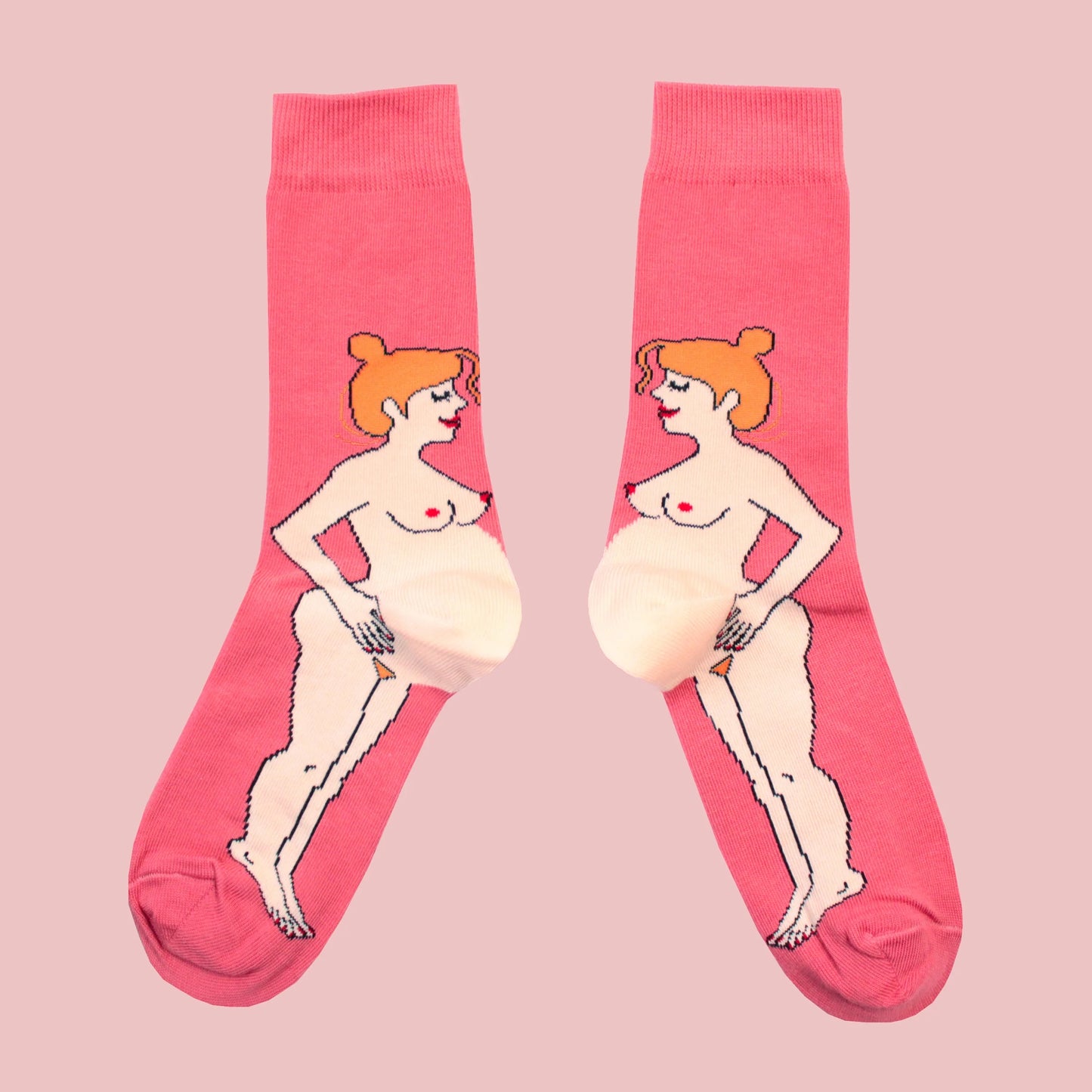 Pregnant Woman Socks - Redhead