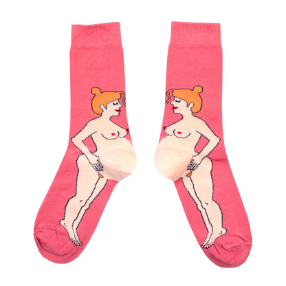 Pregnant Woman Socks - Redhead