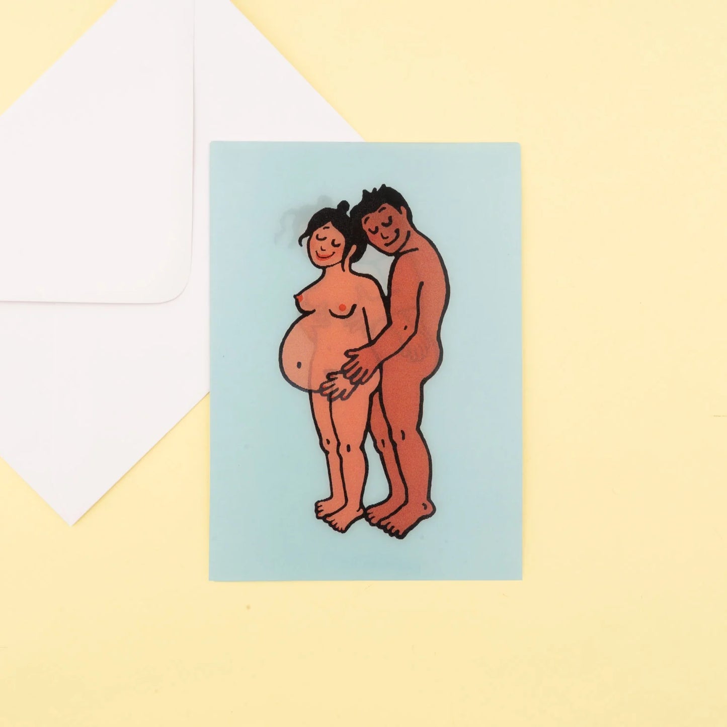 Pregnancy Postcard - Black Mom and Black Dad