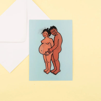 Pregnancy Postcard - Black Mom and Black Dad