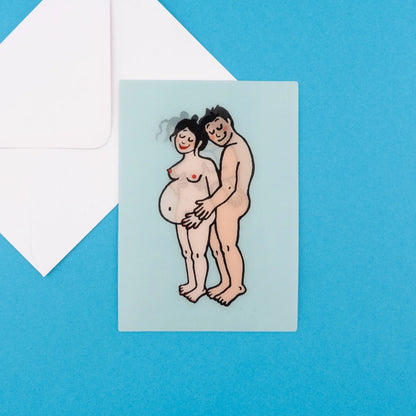 Pregnancy Postcard - White Mom and White Dad