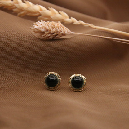 14k Gold Vermeil Endless Sunshine Studs Black Onyx