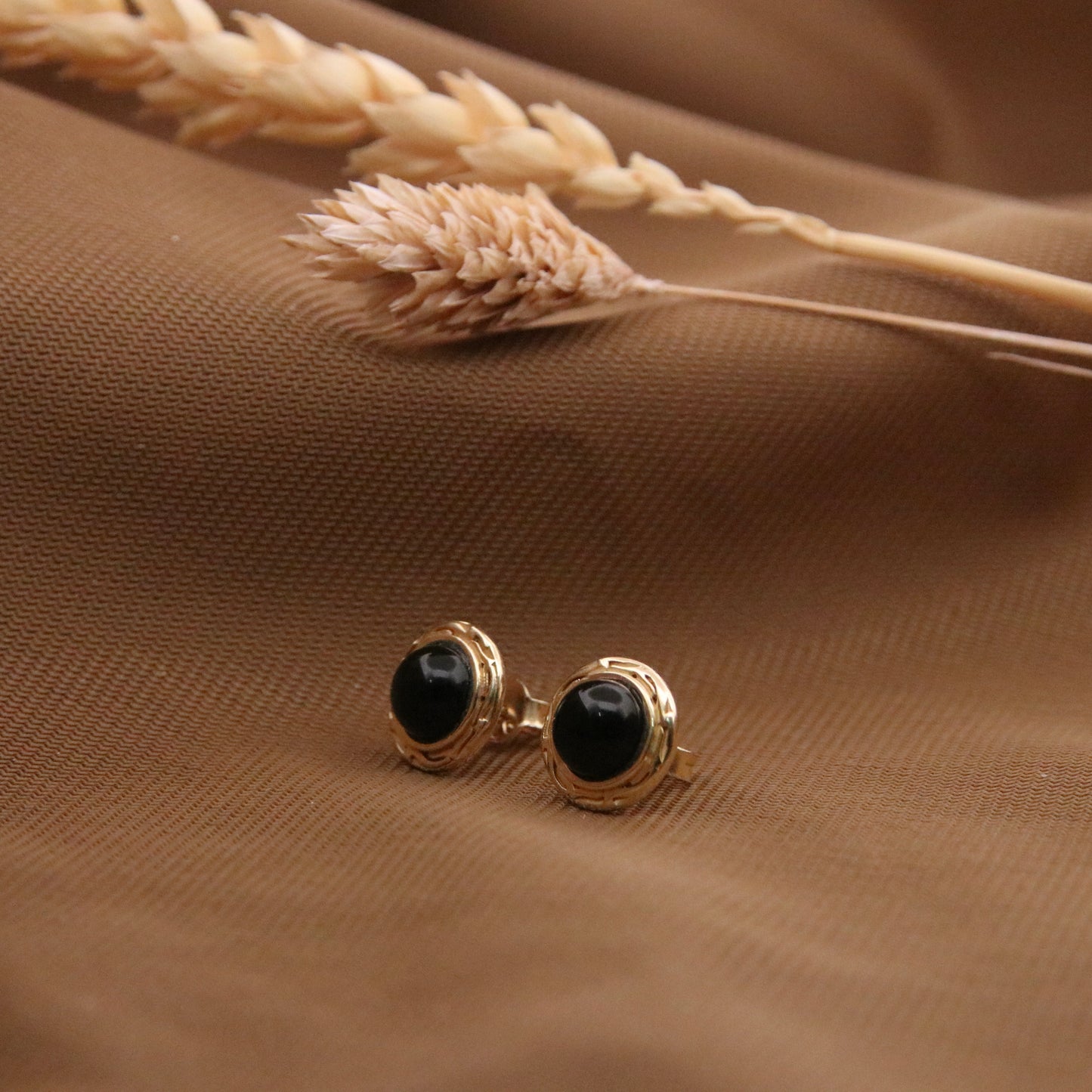 14k Gold Vermeil Endless Sunshine Studs Black Onyx