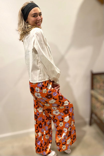 Wide Pants - Polkadot Flower