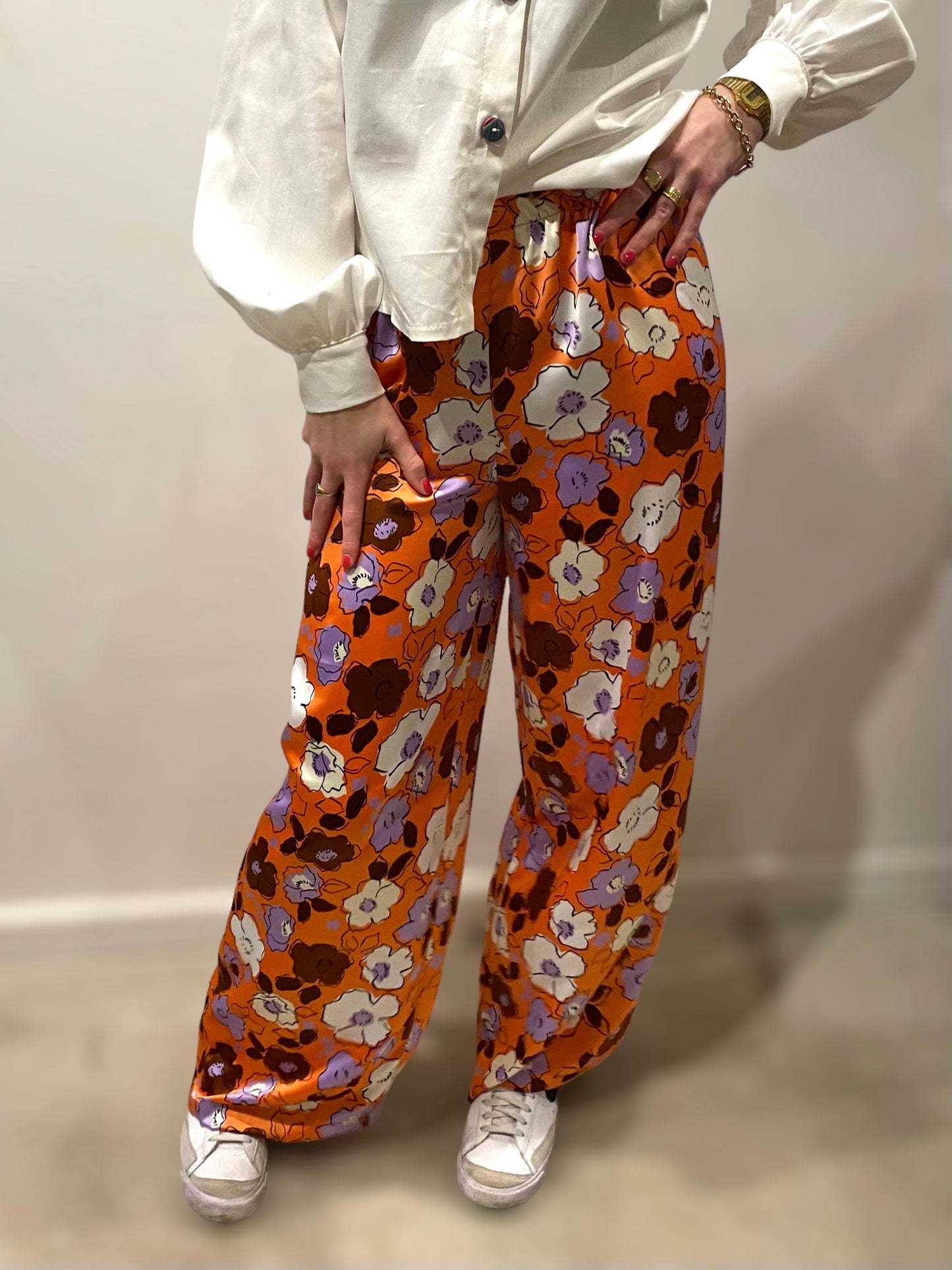 Wide Pants - Polkadot Flower