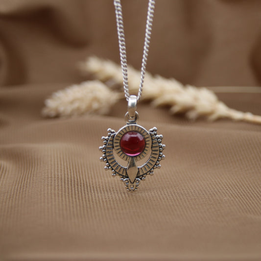 Sterling Silver Ode to a Woman Necklace – Garnet