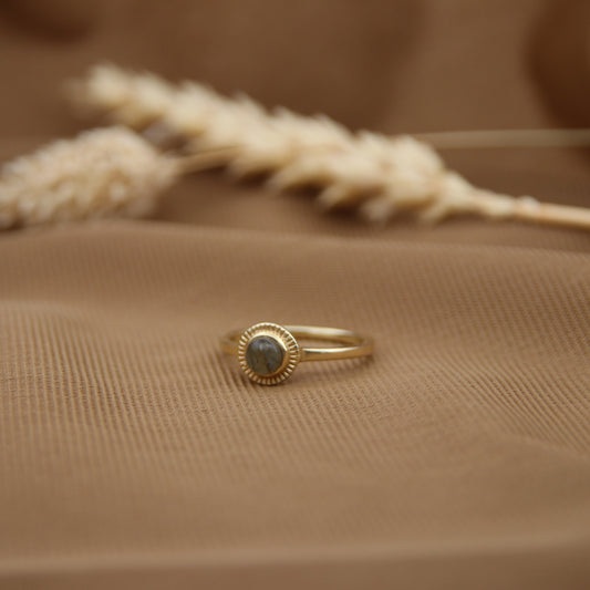 14k Gold Vermeil Charm Ring Labradorite
