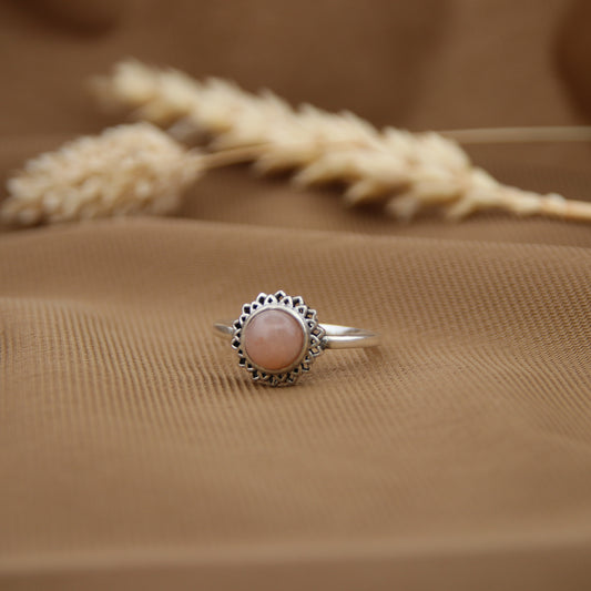 Sterling Silver Golden Hour Ring Peach Moonstone