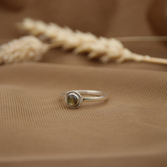 Sterling Silver Charm Ring Labradorite
