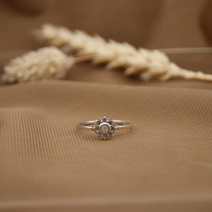 Sterling Silver Luminous Flower Ring – Moonstone