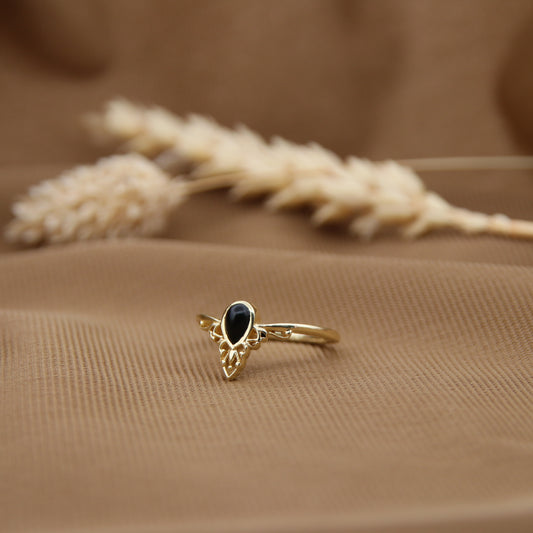 14k Gold Vermeil Majestic Curves Ring Black Onyx