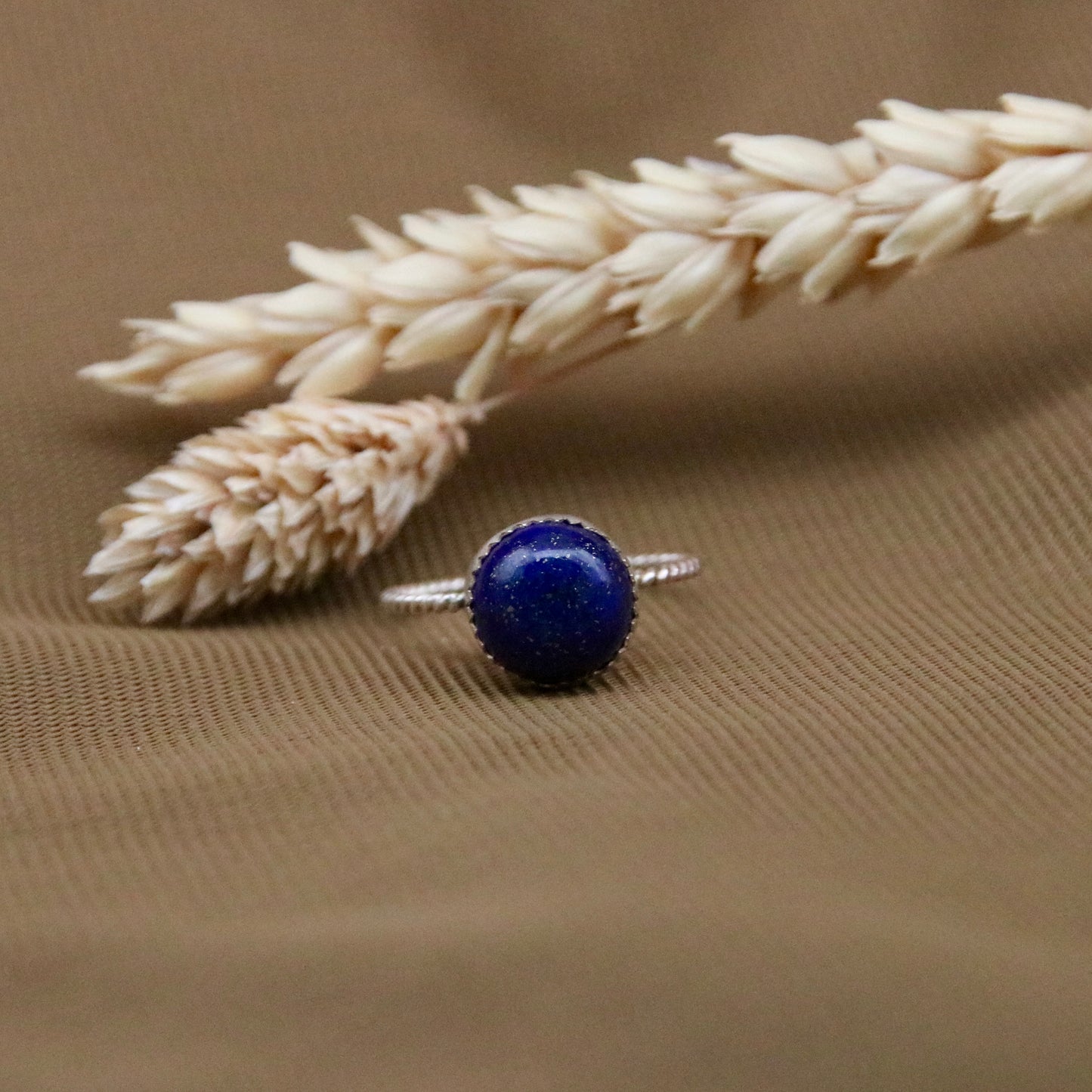 Sterling Silver Round Lapis Luzuli Ring 18 mm - Limited Edition