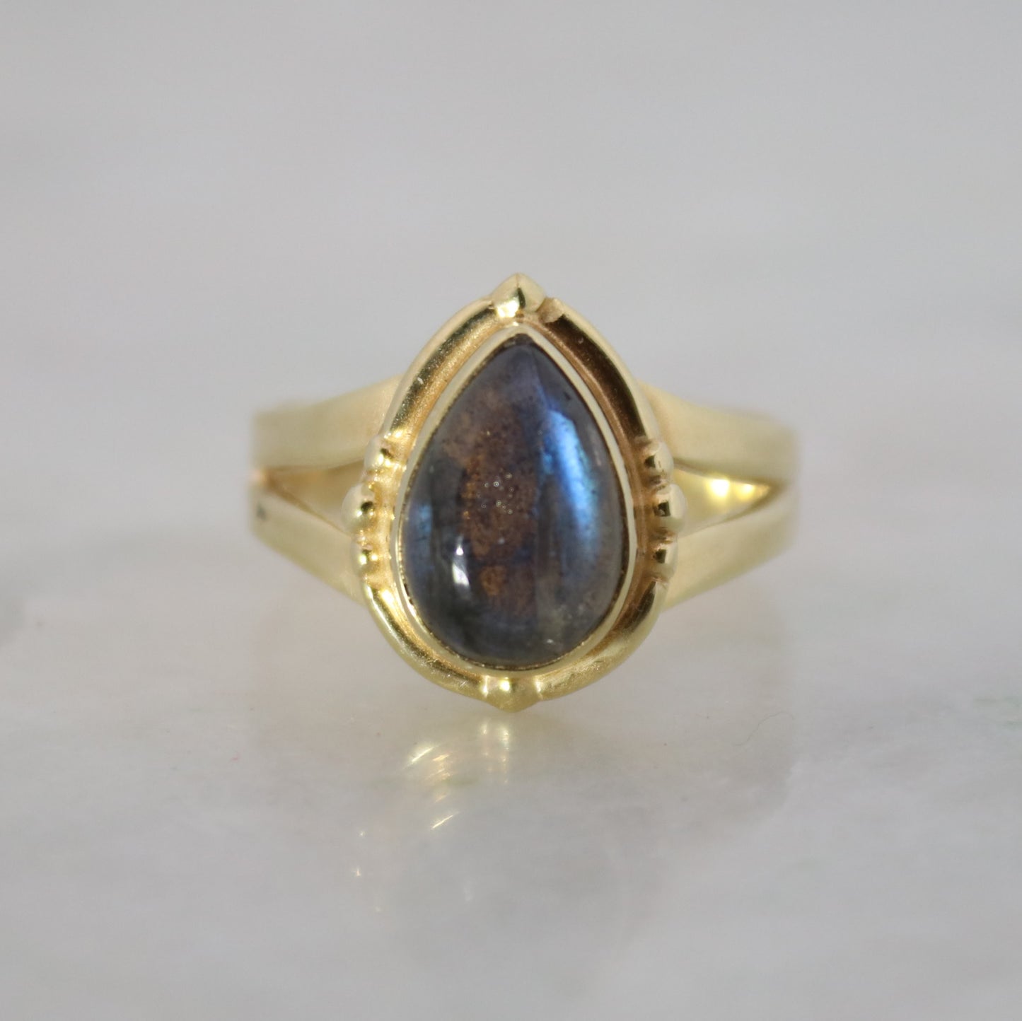 14K Gold Vermeil Bohemian Sugar Ring - Labradorite