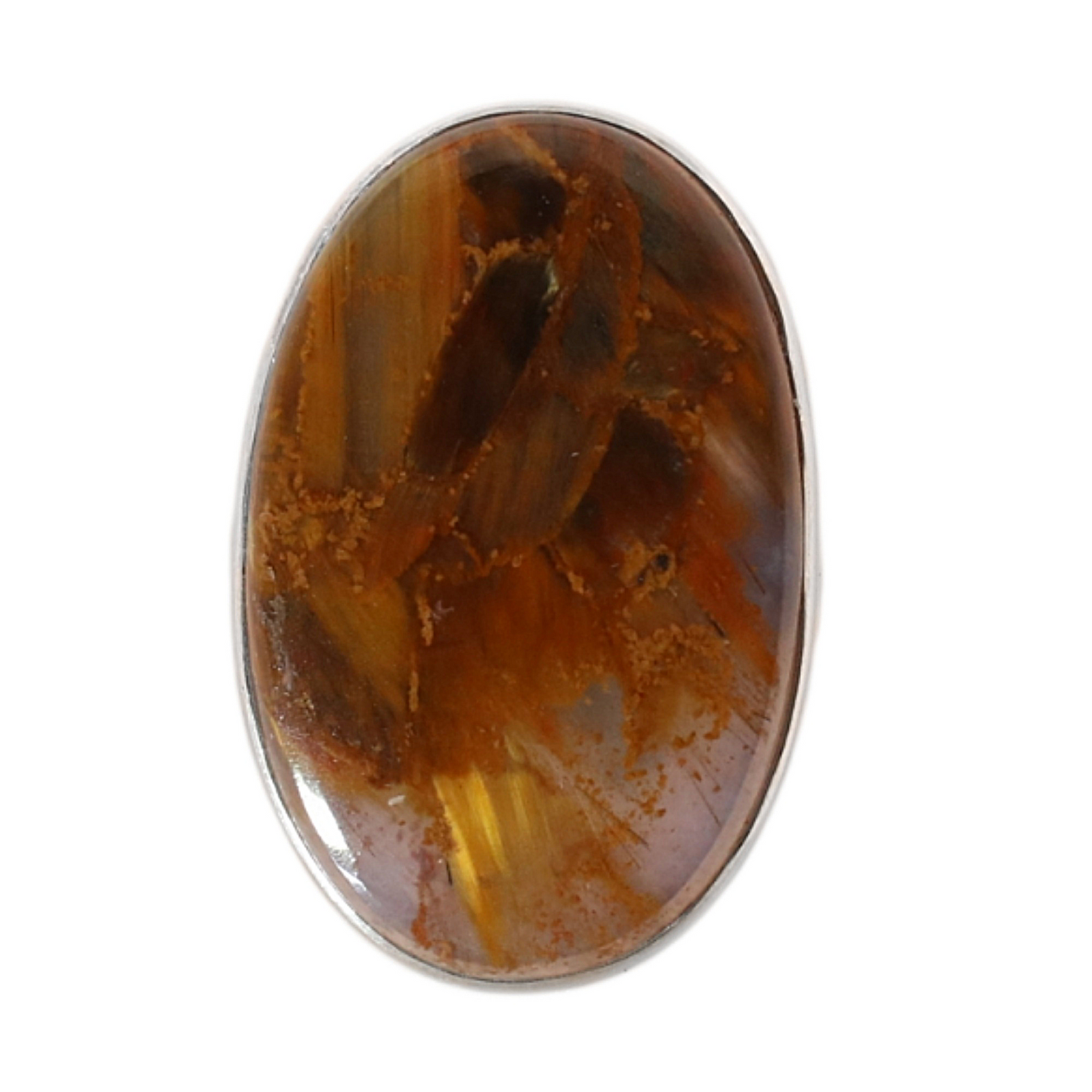 Sterling Silver Oval Pietersite Ring - 18 mm