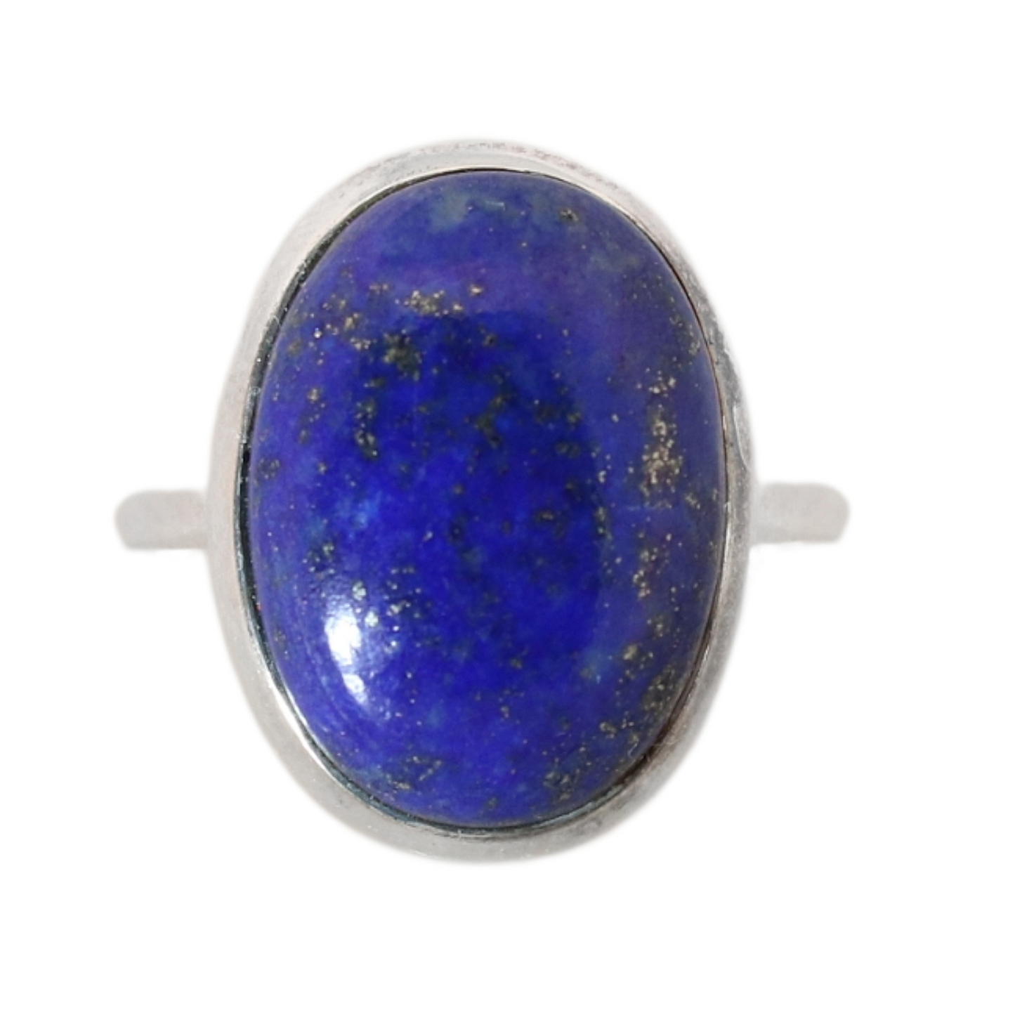 Sterling Silver Big Oval Lapis Lazuli Ring - 18 mm
