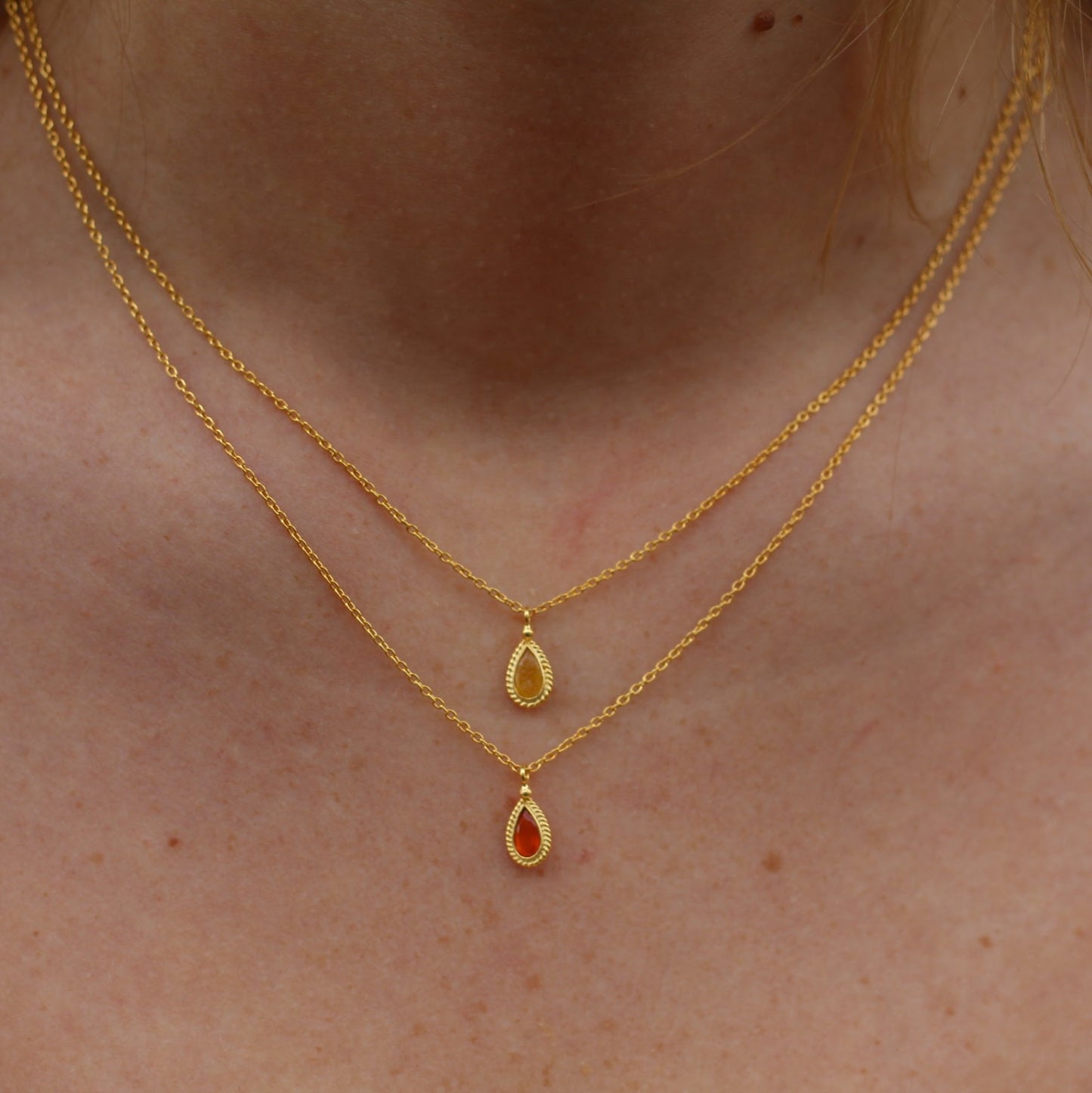 14k Gold Vermeil Mini Teardrop Citrine Necklace