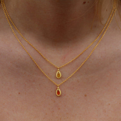 14k Gold Vermeil Mini Teardrop Citrine Necklace
