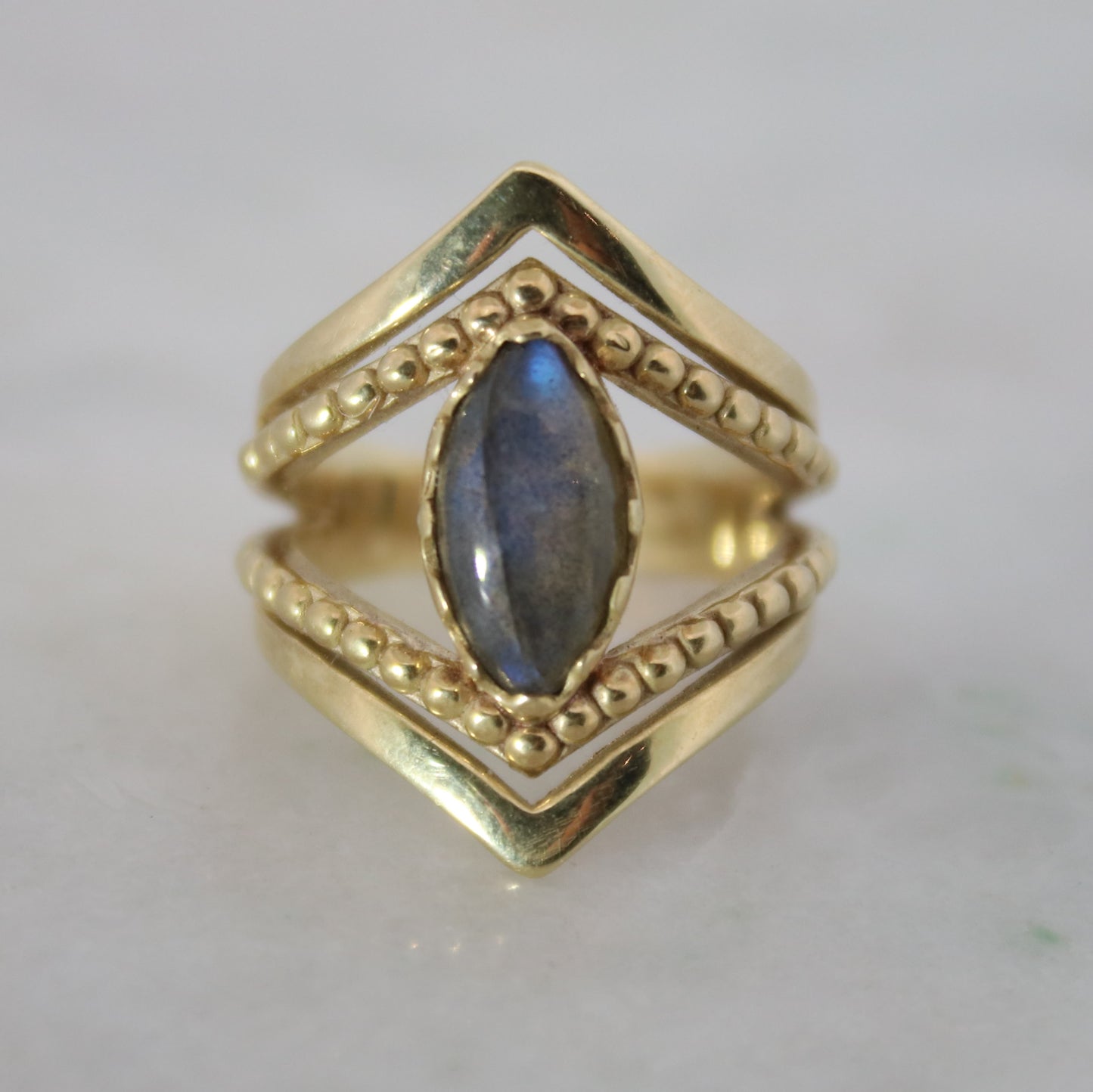 14K Gold Vermeil Kiss by the Moon Ring Labradorite