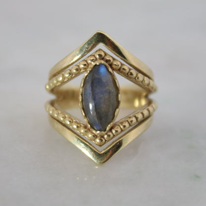 14K Gold Vermeil Kiss by the Moon Ring Labradorite