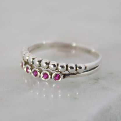 Sterling Silver Eleganza Ring Ruby Zircon