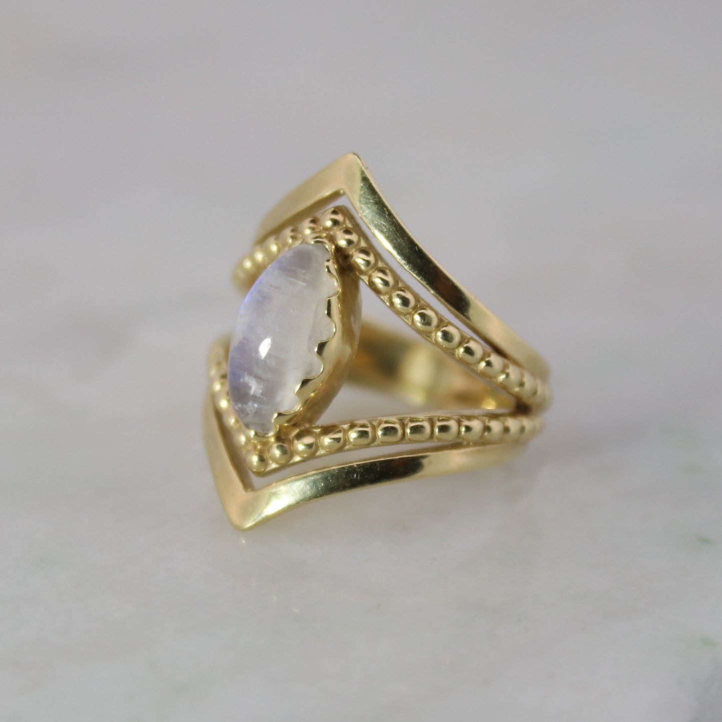 14K Gold Vermeil Kiss by the Moon Ring Moonstone