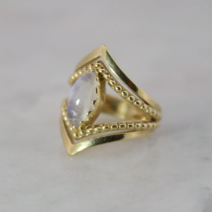 14K Gold Vermeil Kiss by the Moon Ring Moonstone