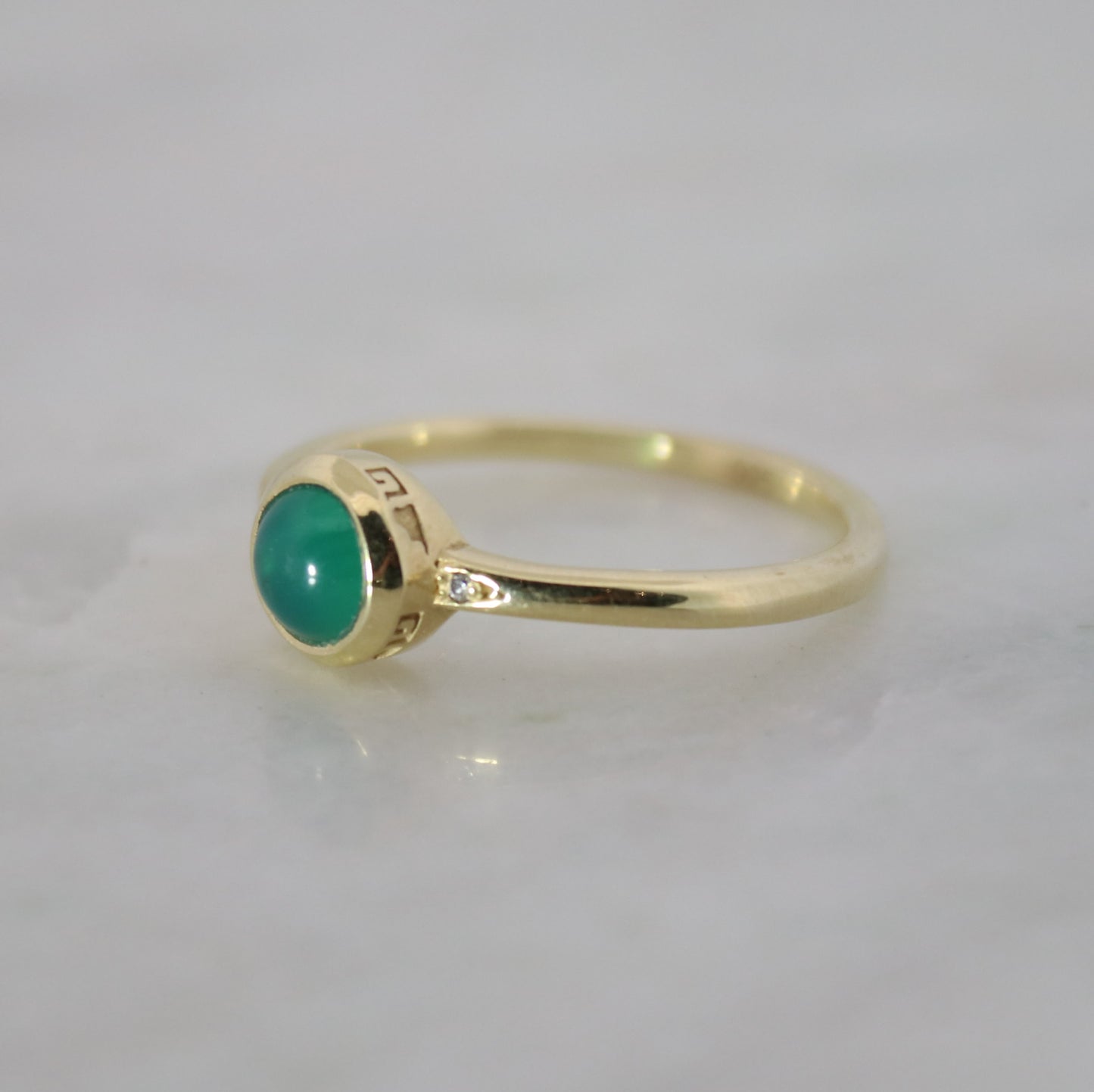 14K Gold Vermeil Graceful Gem Ring Green Onyx