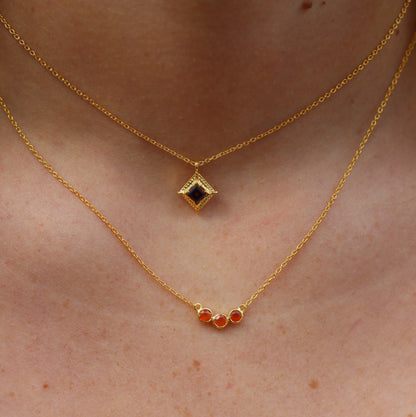 14k Gold Vermeil Charm Necklace Garnet