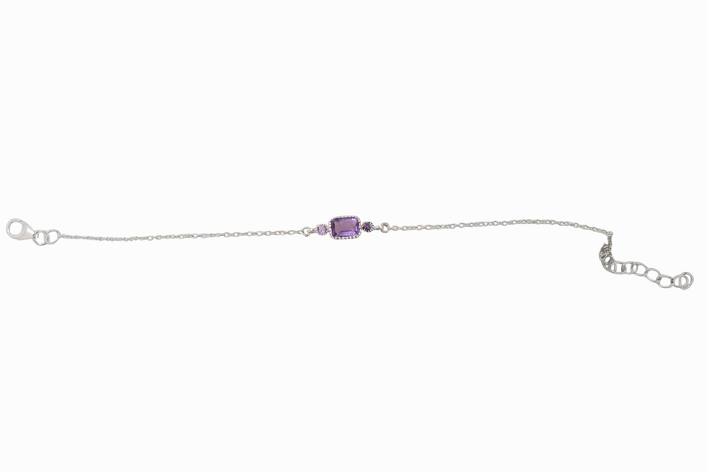 Sterling Silver Square Bracelet Amethyst