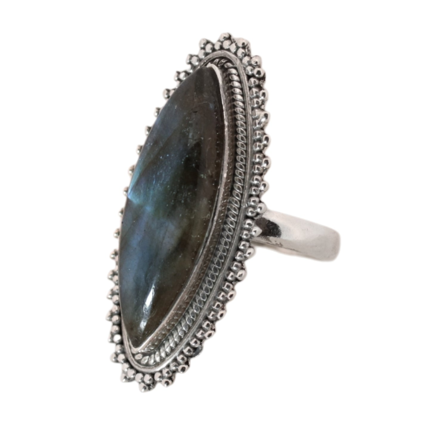 Sterling Silver Big Bohemian Labradorite Ring - 19 mm