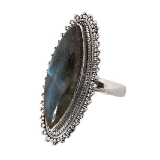 Sterling Silver Big Bohemian Labradorite Ring - 19 mm