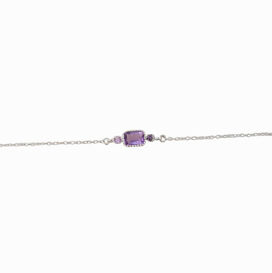 Sterling Silver Square Bracelet Amethyst