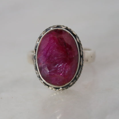 Sterling Silver Lady in Red Ring - Ruby Quartz