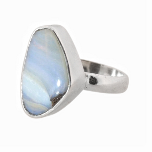 Sterling Silver Freeform Boulder Opal Ring (Australia) - 17 mm