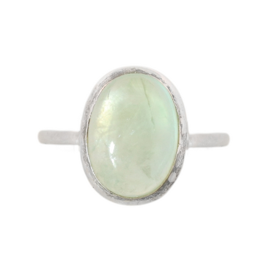 Sterling Silver Oval Prehnite Ring - 17 mm