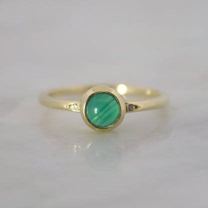 14K Gold Vermeil Graceful Gem Ring Green Onyx