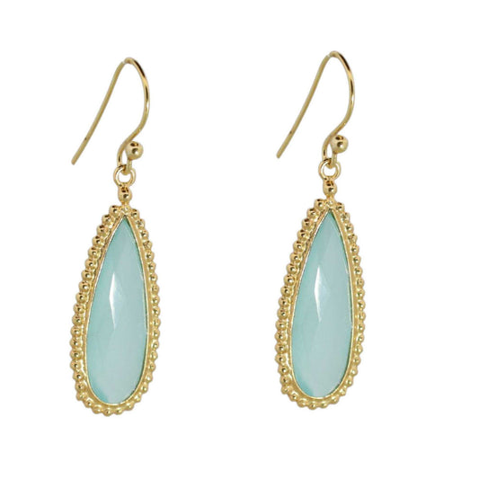 14k Gold Vermeil Gala Earrings Blue Chalcedony