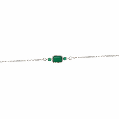 Sterling Silver Square Bracelet Green Onyx