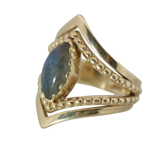 14K Gold Vermeil Kiss by the Moon Ring Labradorite