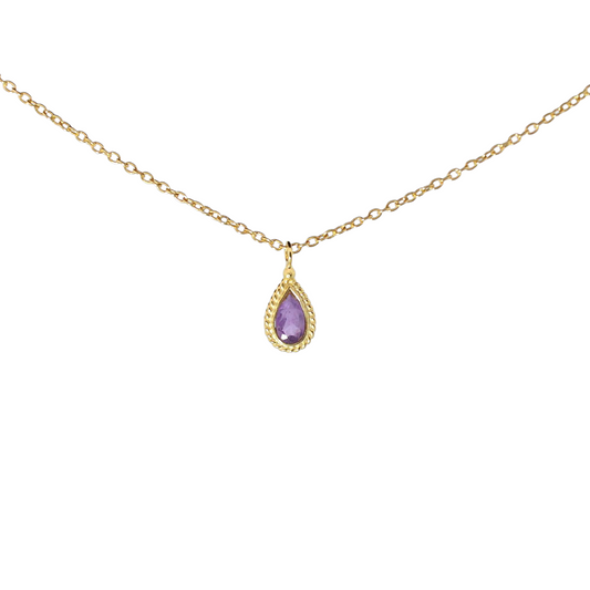 14k Gold Vermeil Mini Teardrop Amethyst Necklace