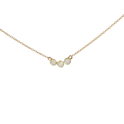14k Gold Vermeil Triple Stones Moonstone Necklace