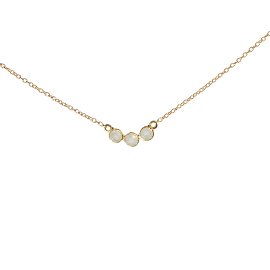 14k Gold Vermeil Triple Stones Moonstone Necklace