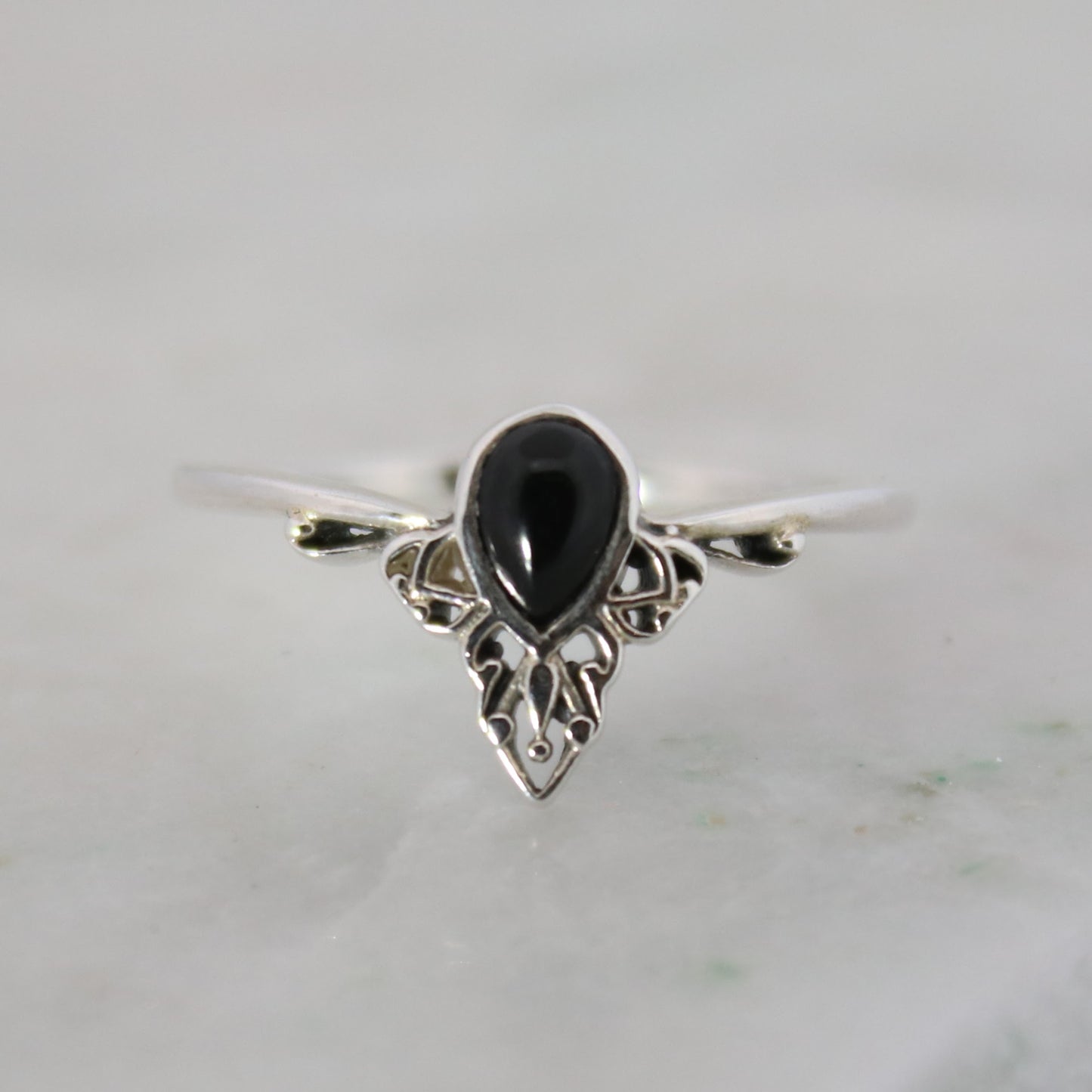 Sterling Silver Majestic Curves Ring – Black Onyx