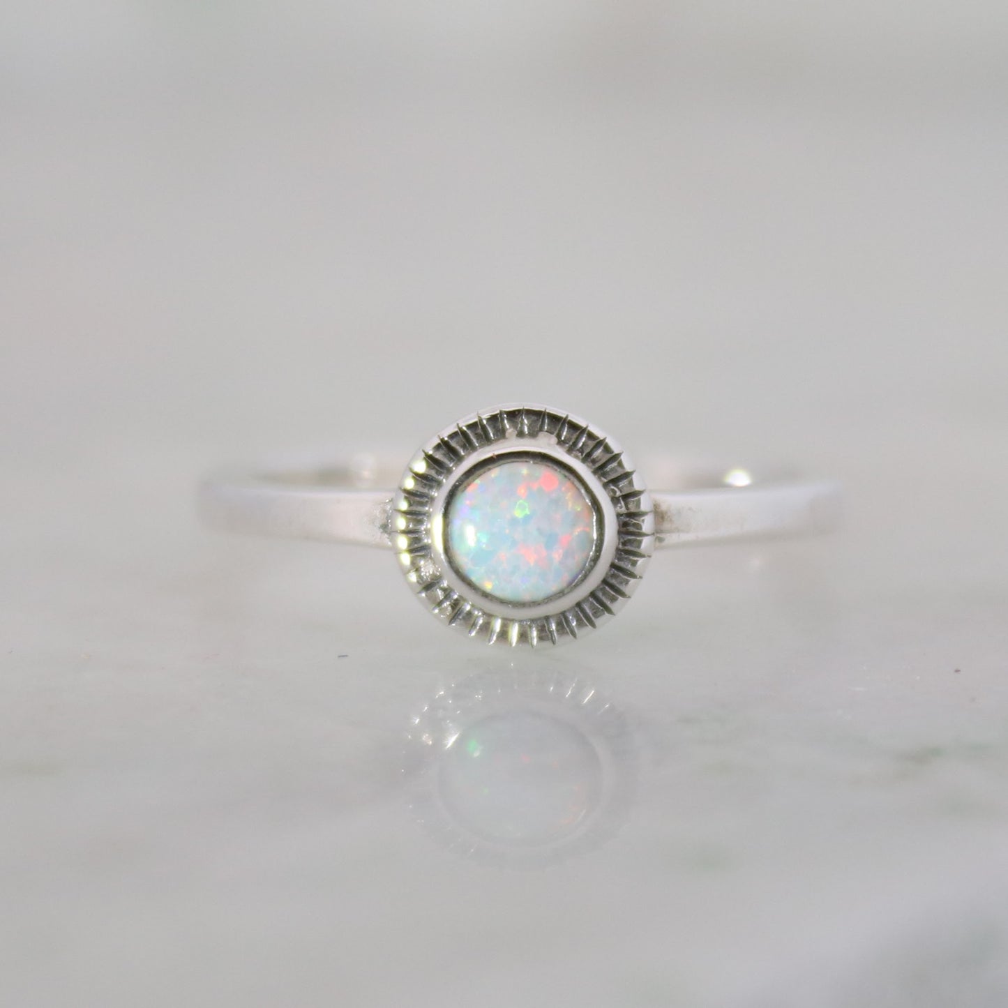 Sterling Silver Charm Ring Opal