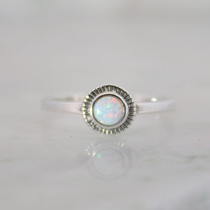 Sterling Silver Charm Ring Opal