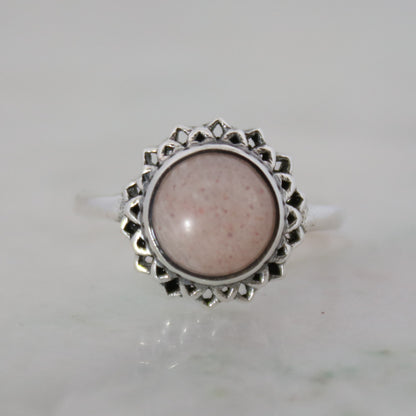 Sterling Silver Golden Hour Ring Peach Moonstone