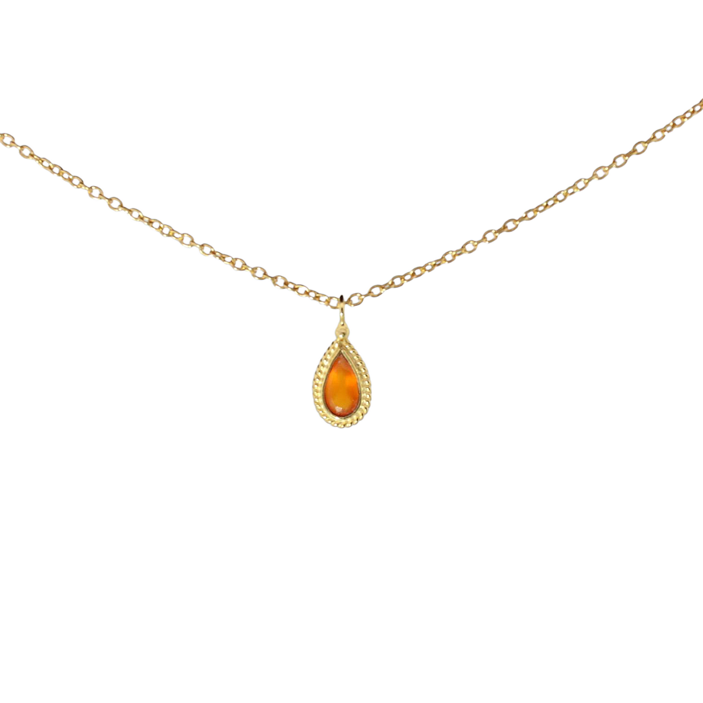 14k Gold Vermeil Mini Teardrop Carnelian Necklace