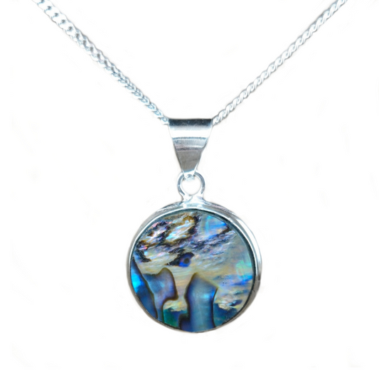 Sterling Silver Round Abelone Pendant